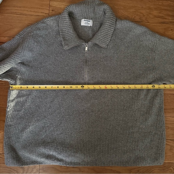 OLD NAVY Gray Ribbed Quarter Zip Sweater Women’s 2X Cotton Blend - Picture 8 of 9